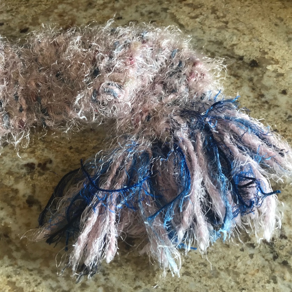 Hand-crafted eyelash yarn scarf extra long PURCHASED IN CARMEL, CALIFORNIA - Picture 3 of 5
